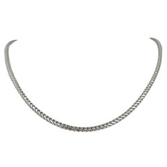 10 Karat White Gold Solid Squared Franco Link Chain Necklace