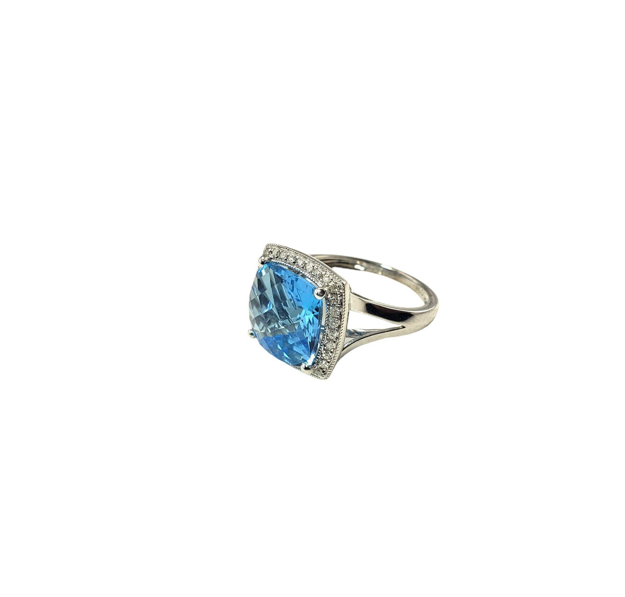 10 Karat Weißgold Topas und Diamant-Ring Größe 5,75 4