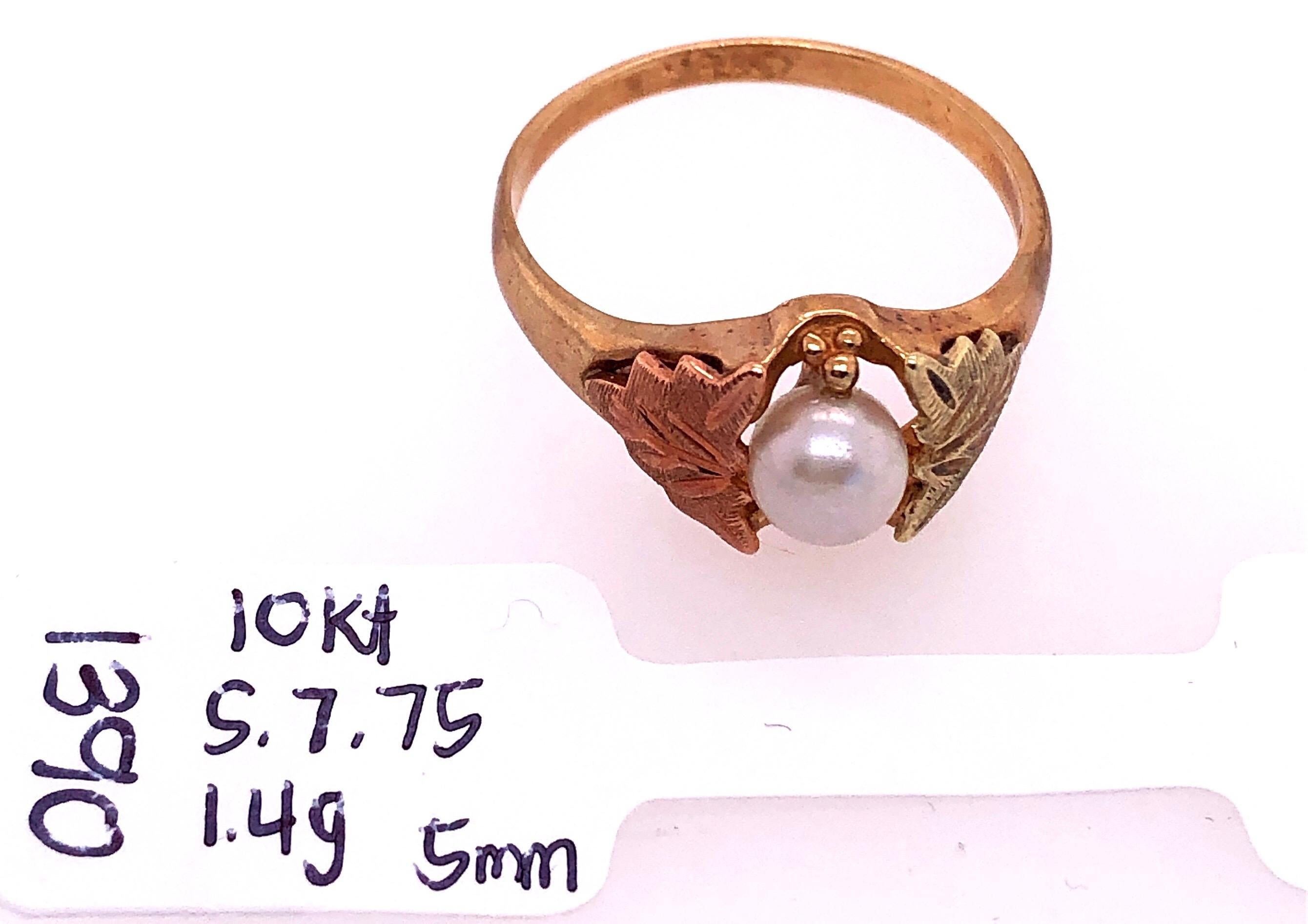 10 Karat Yellow and Rose Gold Fashion Pearl Ring For Sale 1