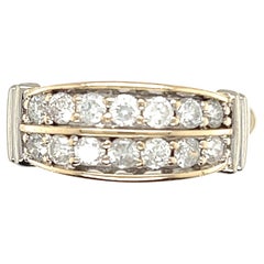 10 Karat Yellow and White Gold 2 Row Diamond Ring