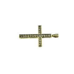 10 Karat Yellow and White Gold Diamond Cross Pendant #19553