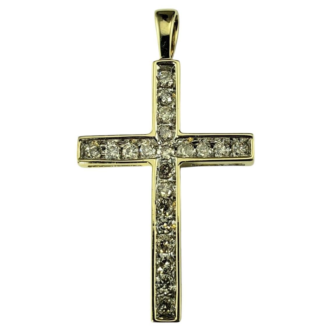 10 Karat Yellow and White Gold Diamond Cross Pendant #19553