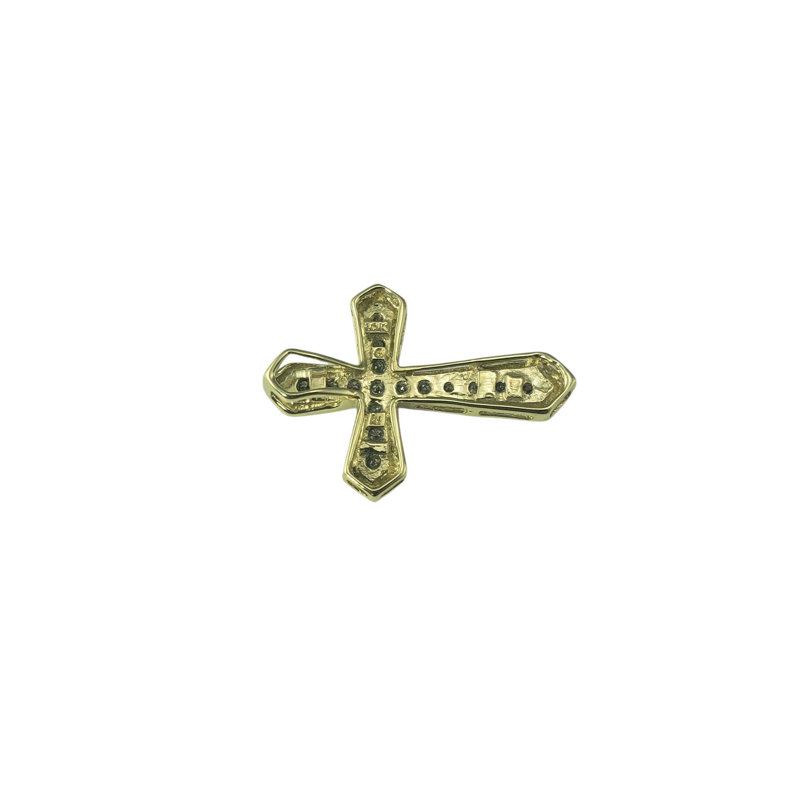 10 Karat Gelb- und Weißgold Diamant-Kreuz-Anhänger #22565 (Brillantschliff) im Angebot