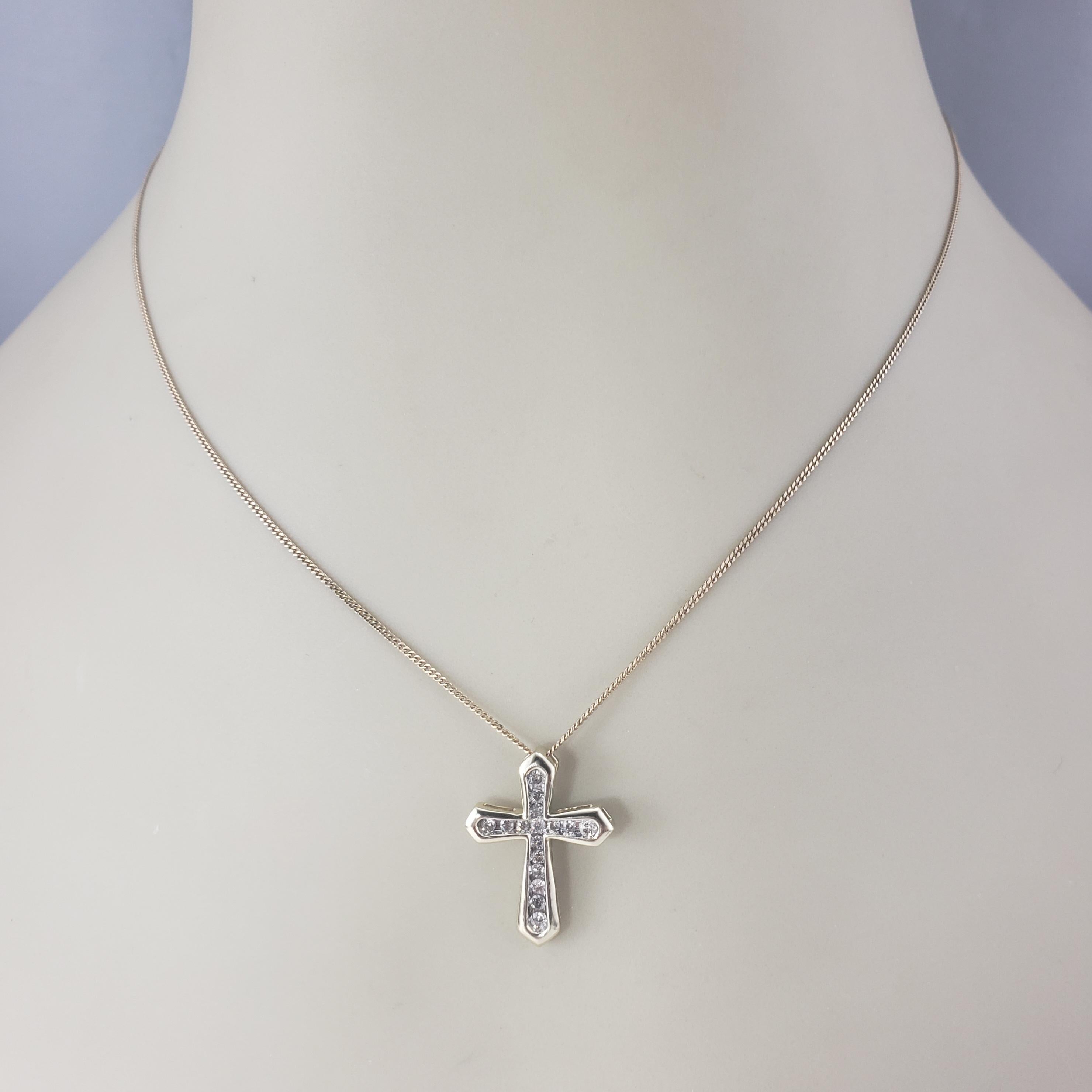 10 Karat Gelb- und Weißgold Diamant-Kreuz-Anhänger #22565 Damen im Angebot