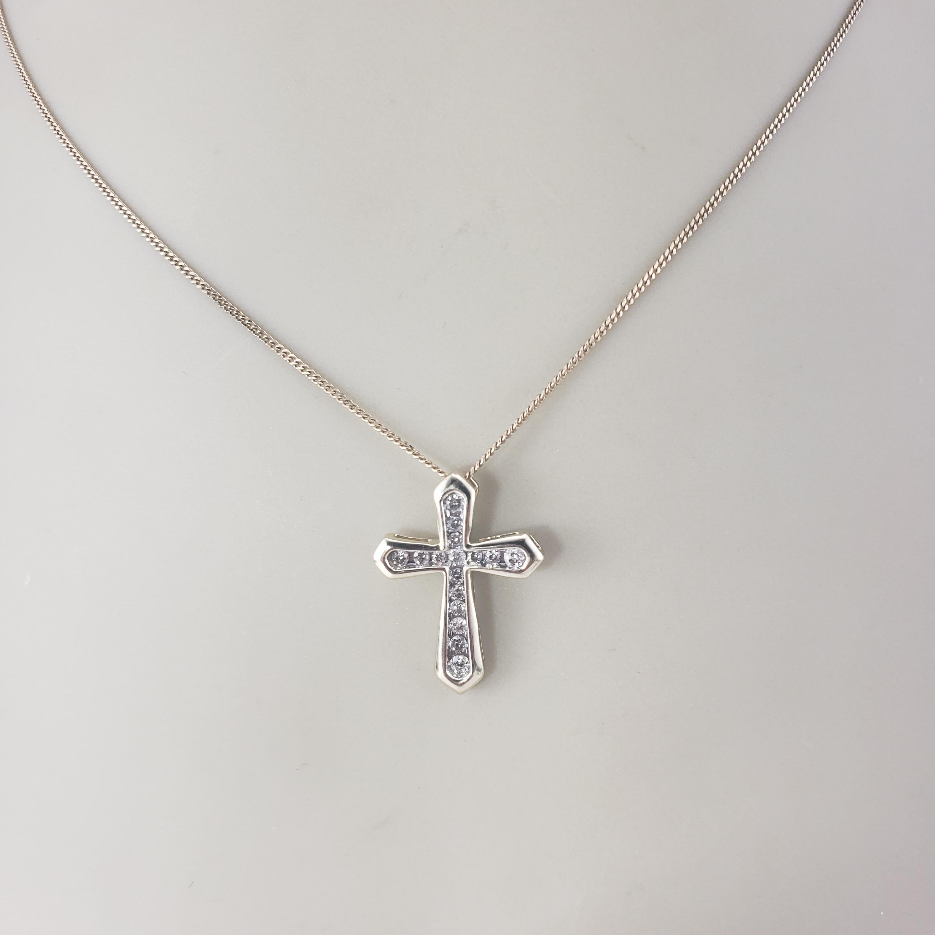 10 Karat Gelb- und Weißgold Diamant-Kreuz-Anhänger #22565 im Angebot 1