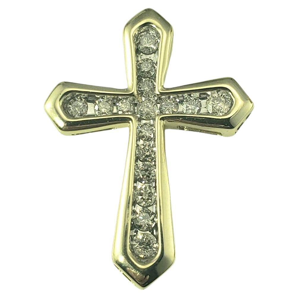 10 Karat Yellow and White Gold Diamond Cross Pendant #22565