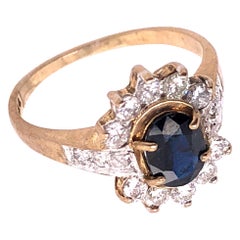 10 Karat Yellow and White Gold Onyx Solitaire Ring with Diamond Accents