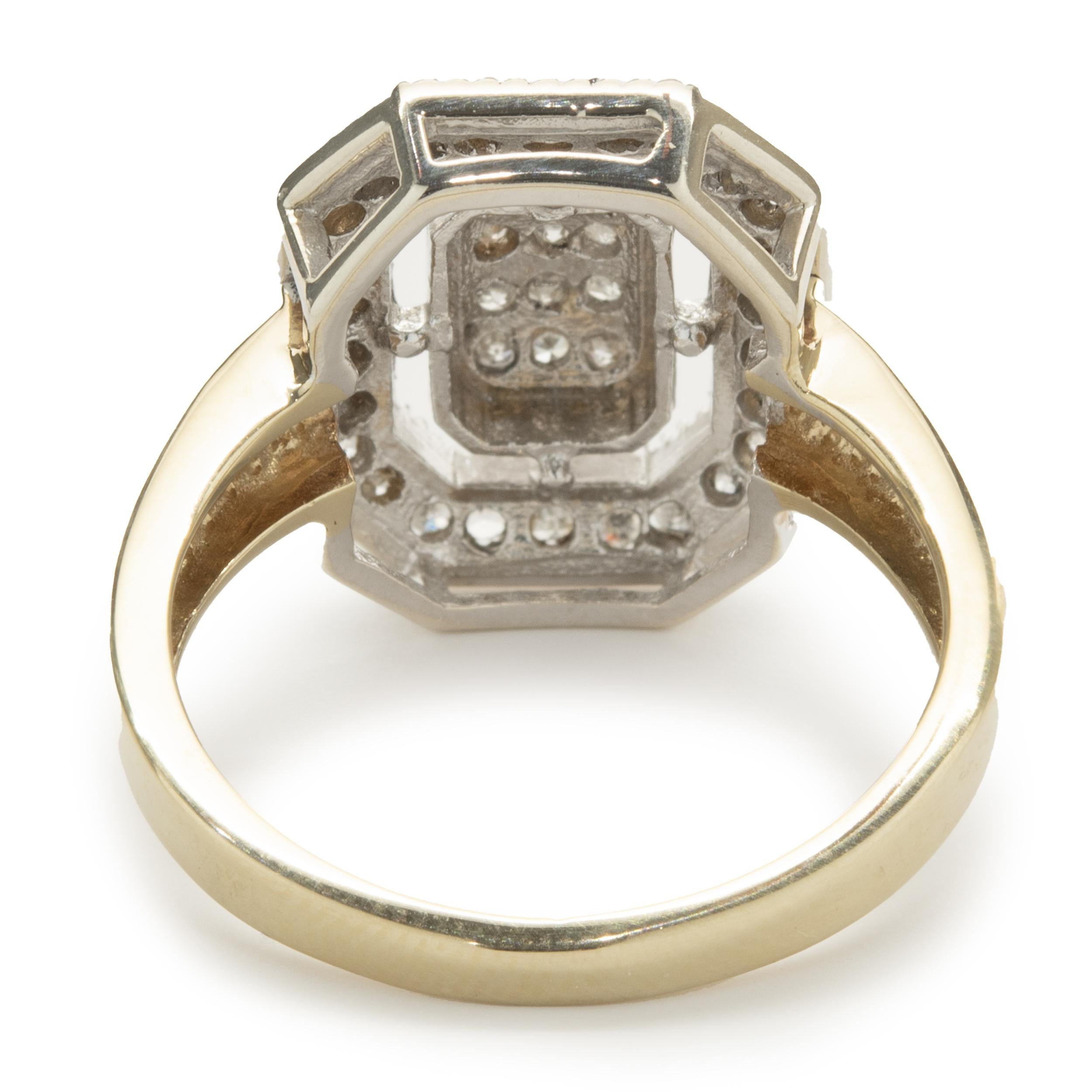 10 Karat Yellow and White Gold Vintage Diamond Elongated Fashion Ring In Good Condition For Sale In Scottsdale, AZ