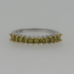 10 Karat Yellow Diamond Eternity Band Ring White Gold