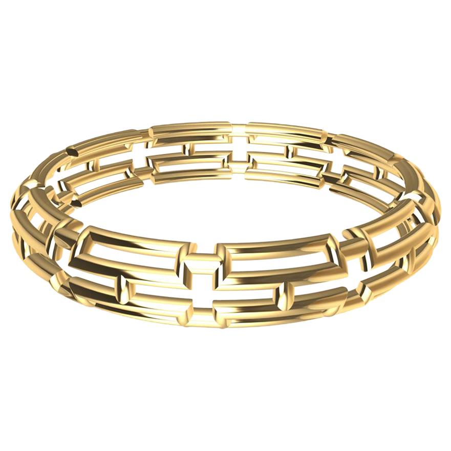 Bracelet jonc rectangulaire en or jaune 10 carats à 20 cercles en vente