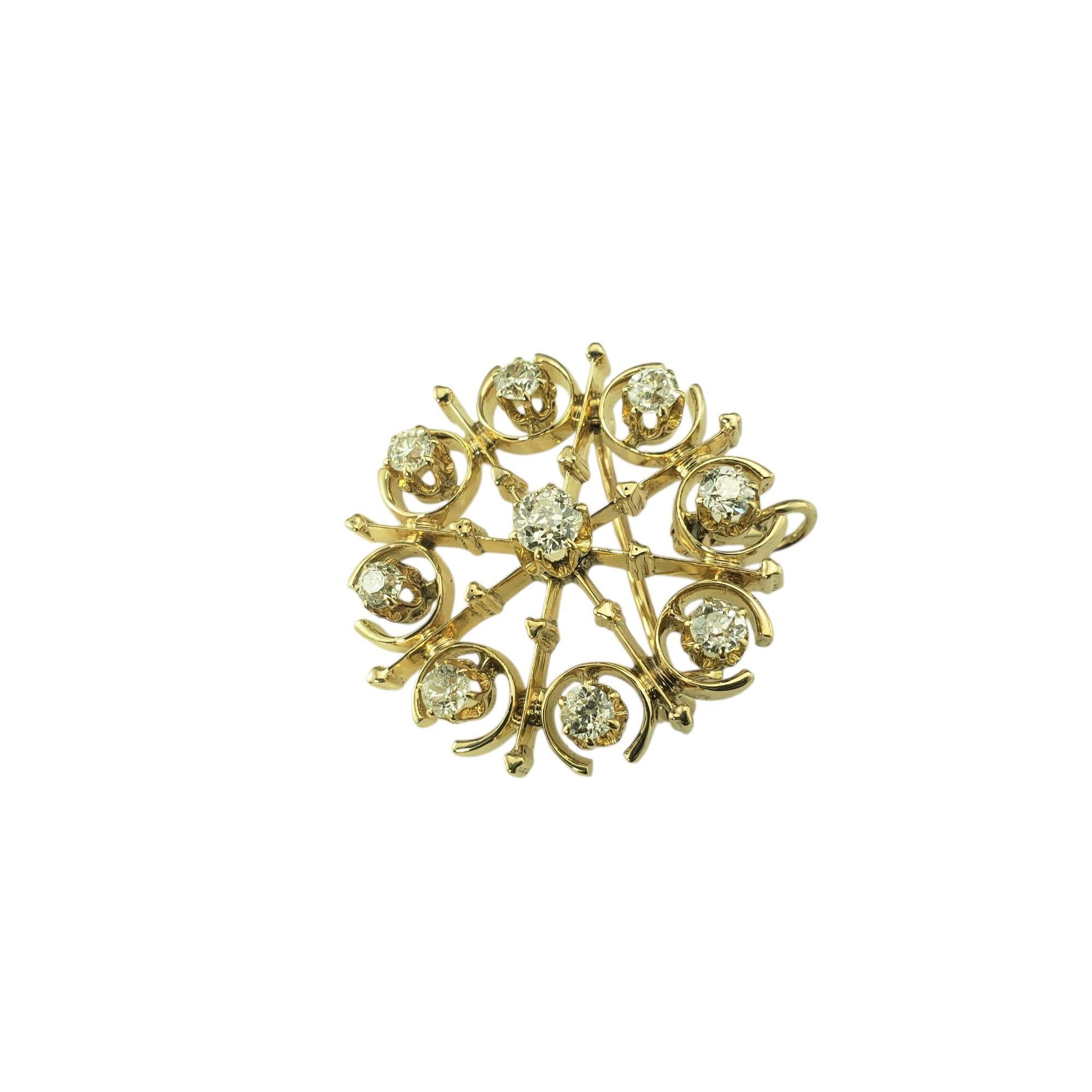 Contemporain Broche/Pendentif en or jaune 10 carats et diamants #22221 en vente