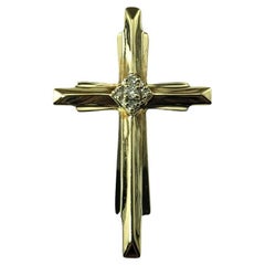 Vintage 10 Karat Yellow Gold and Diamond Cross Pendant #16031