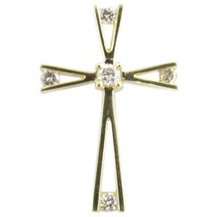10 Karat Yellow Gold and Diamond Cross Pendant