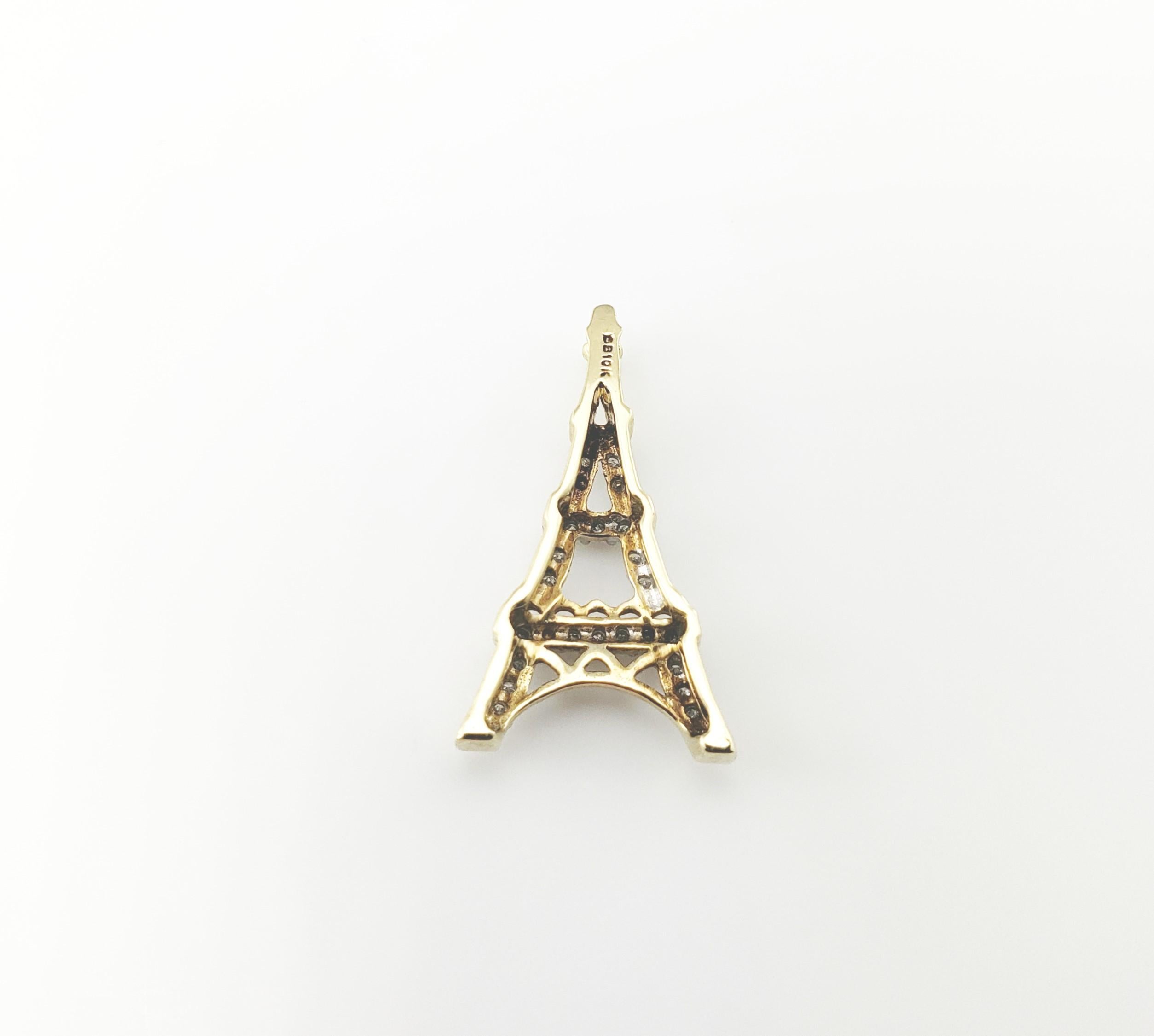 Vintage 10 Karat Yellow Gold and Diamond Eiffel Tower Charm-

The ultimate symbol of France!

This lovely charm features the iconic Eiffel Tower accented with 20 round single cut diamonds set in beautifully detailed 10K yellow gold.

Approximate