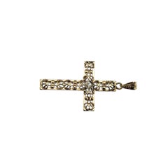 10 Karat Yellow Gold and Diamond Filigree Cross Pendant #23245