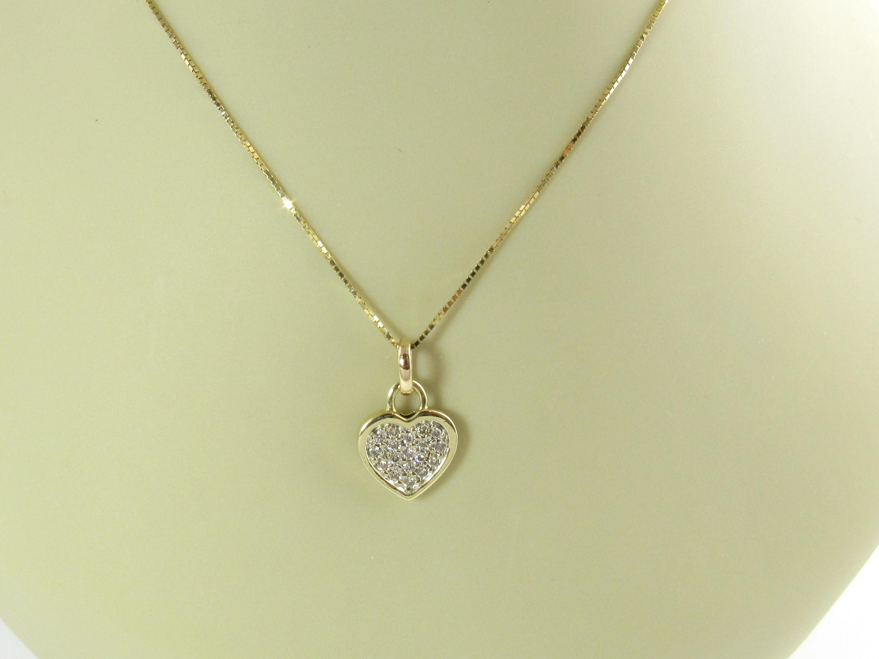10 Karat Yellow Gold and Diamond Heart Pendant For Sale 3