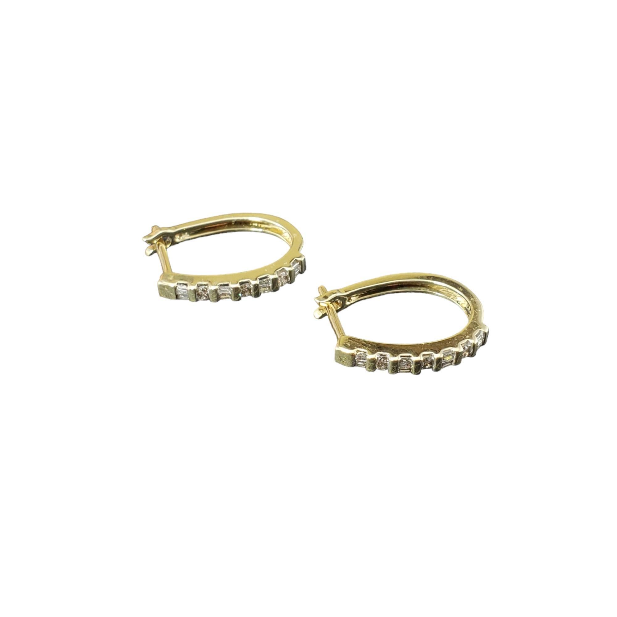 10 Karat Yellow Gold and Diamond Hoop Earrings #16392 In Good Condition For Sale In Washington Depot, CT