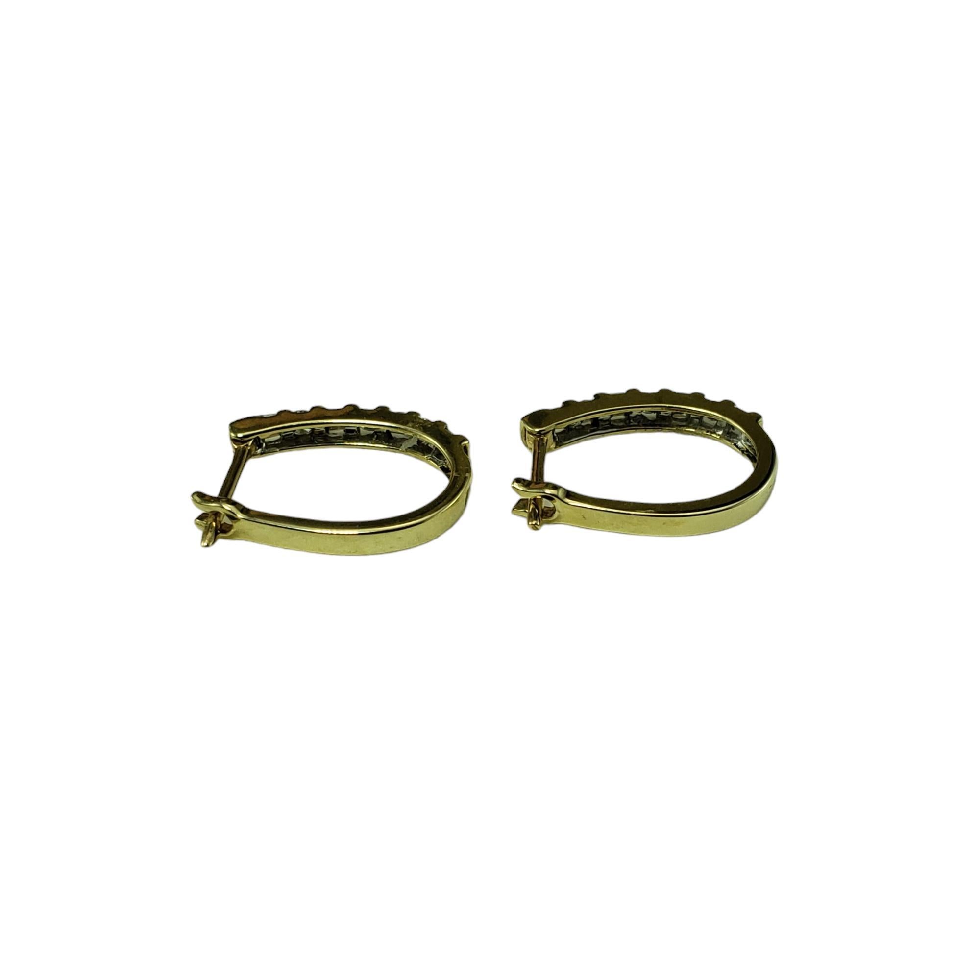 Women's 10 Karat Yellow Gold and Diamond Hoop Earrings #16392 For Sale
