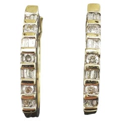 10 Karat Yellow Gold and Diamond Hoop Earrings #16392