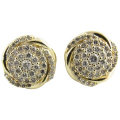 10 Karat Yellow Gold and Diamond Knot Earrings