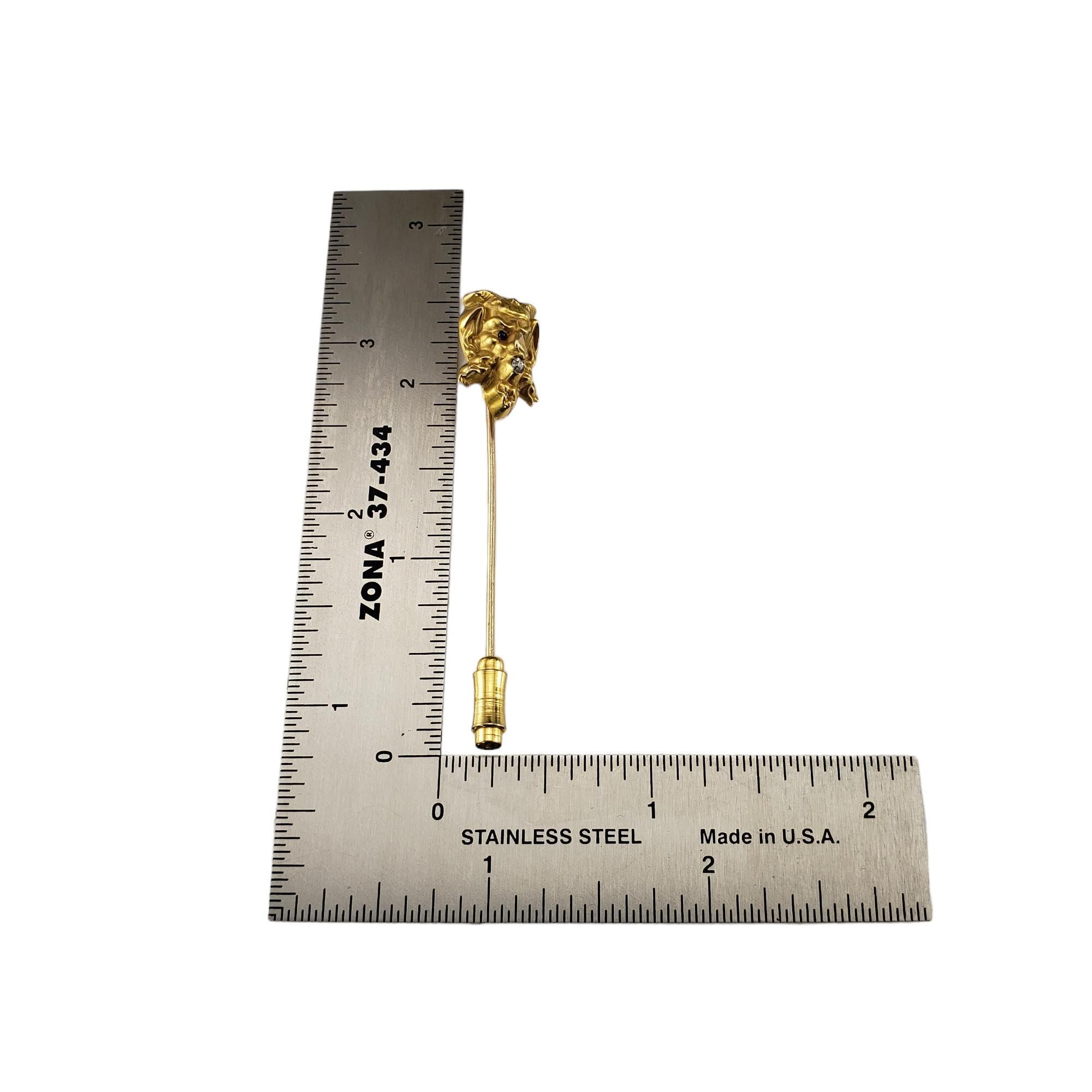 Women's 10 Karat Yellow Gold and Diamond Lion Head Stick Pin #18363 For Sale