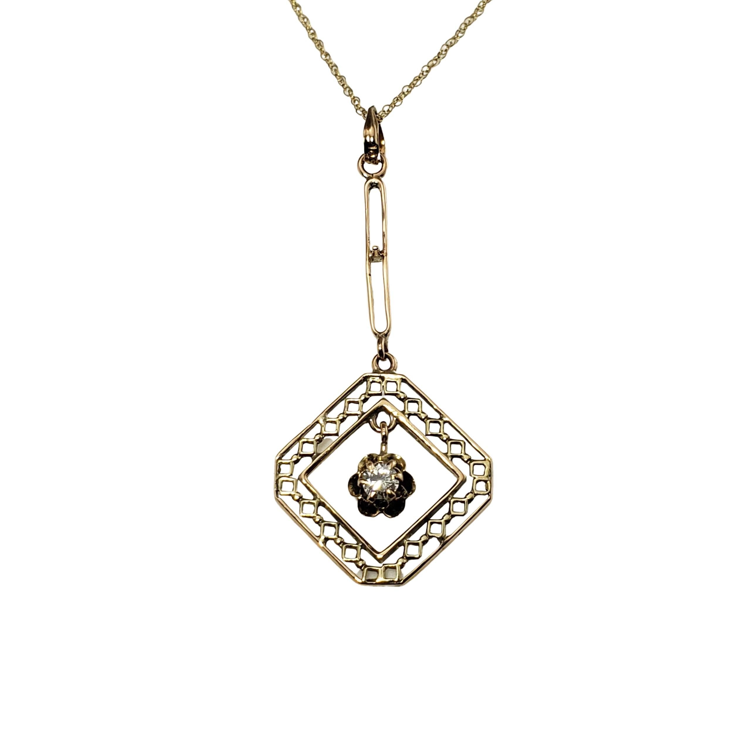 Round Cut 10 Karat Yellow Gold and Diamond Pendant Necklace For Sale