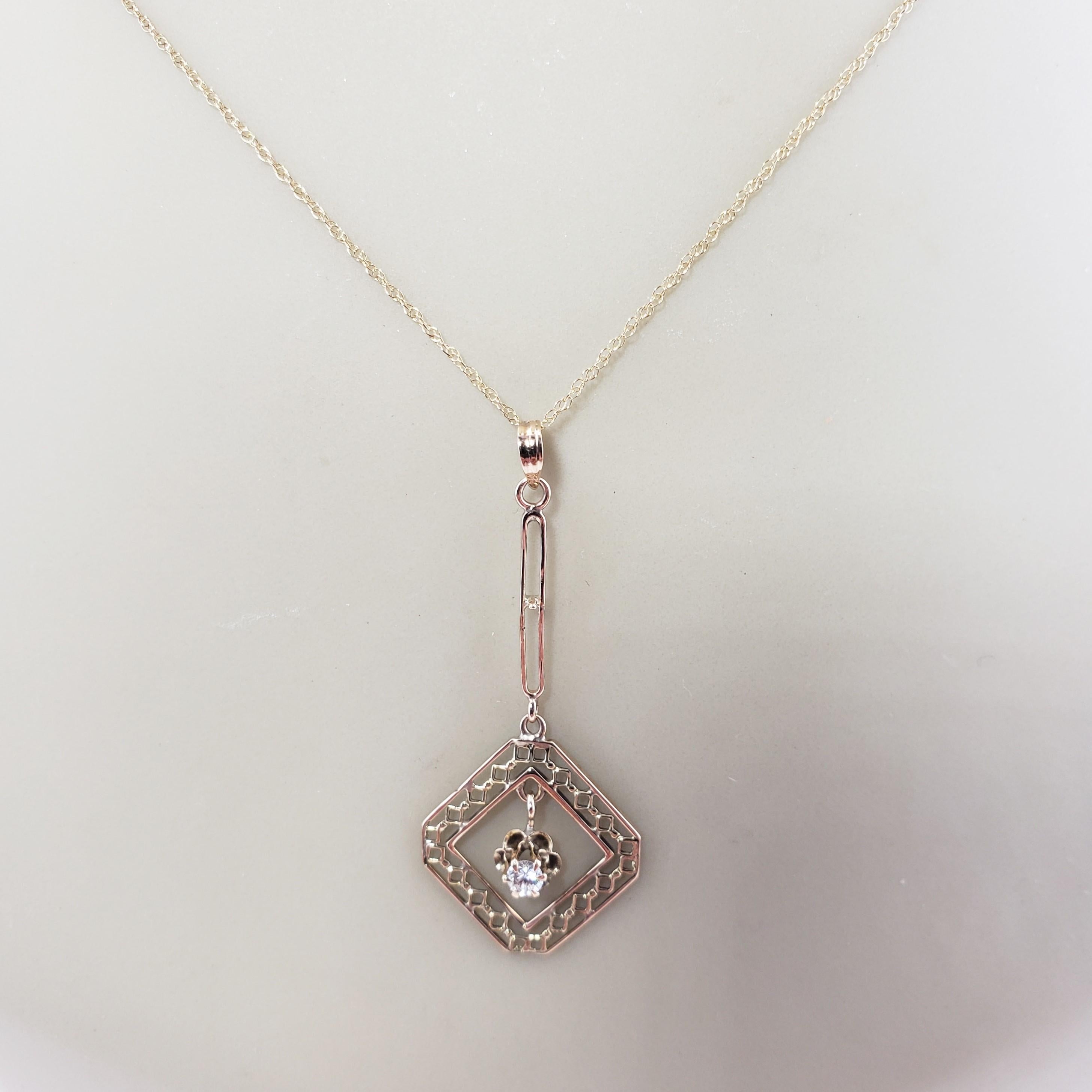 10 Karat Yellow Gold and Diamond Pendant Necklace For Sale 1