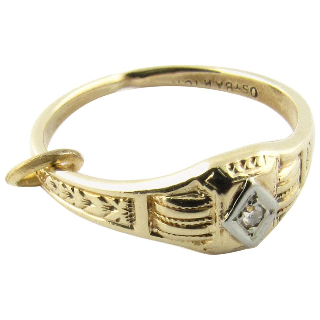 10 Karat Yellow Gold and Diamond Ring Pendant