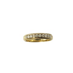 10 Karat Yellow Gold and Diamond Wedding Band Ring Size 7.5