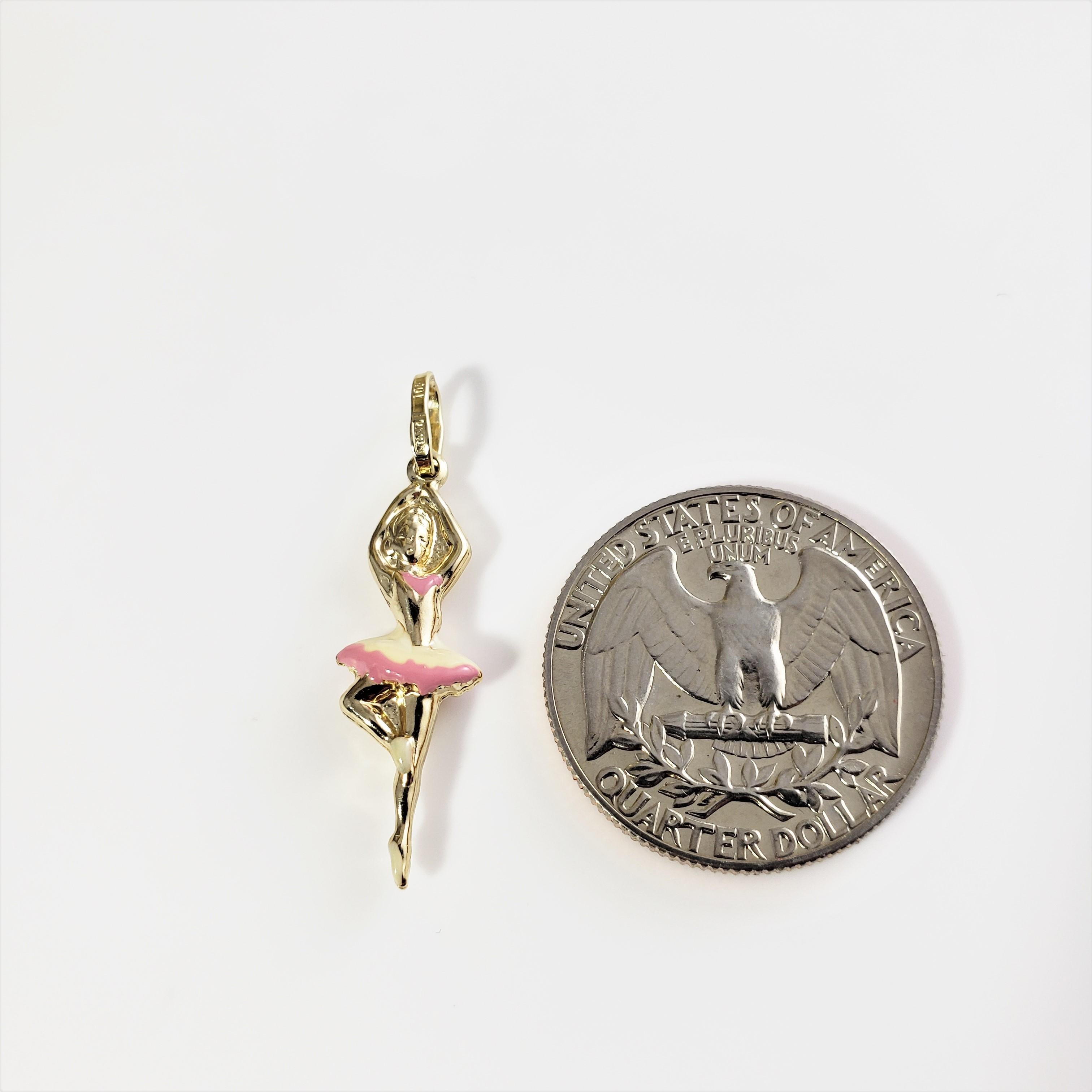 Women's 10 Karat Yellow Gold and Enamel Ballerina Charm
