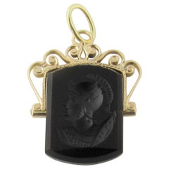 Vintage 10 Karat Yellow Gold and Onyx Flip Pendant