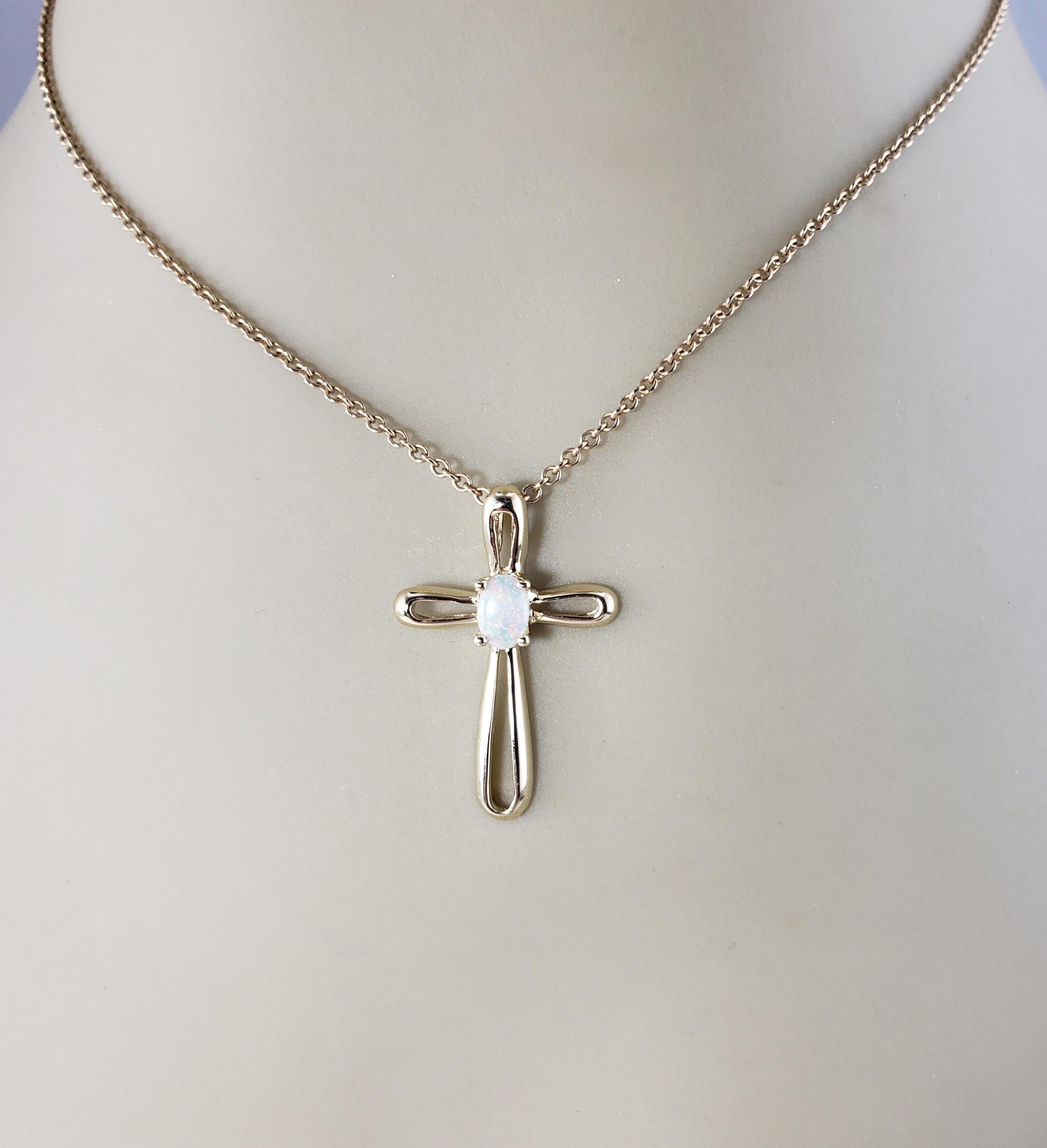 10 Karat Yellow Gold and Opal Cross Pendant #17092 For Sale 1