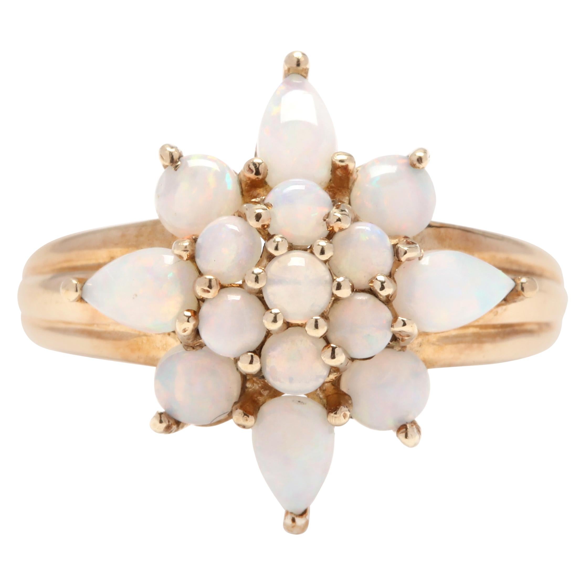 10 Karat Yellow Gold and Opal Star Statement / Cocktail Ring
