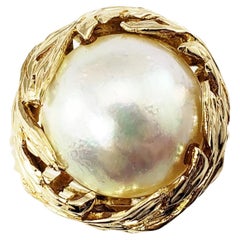 10 Karat Yellow Gold and Pearl Ring