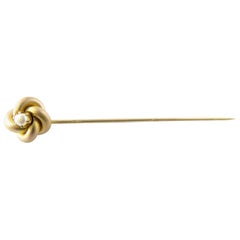 10 Karat Yellow Gold and Seed Pearl Stick Pin