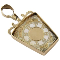 10 Karat Yellow Gold and White Enamel Masonic Royal Arch Keystone FOB