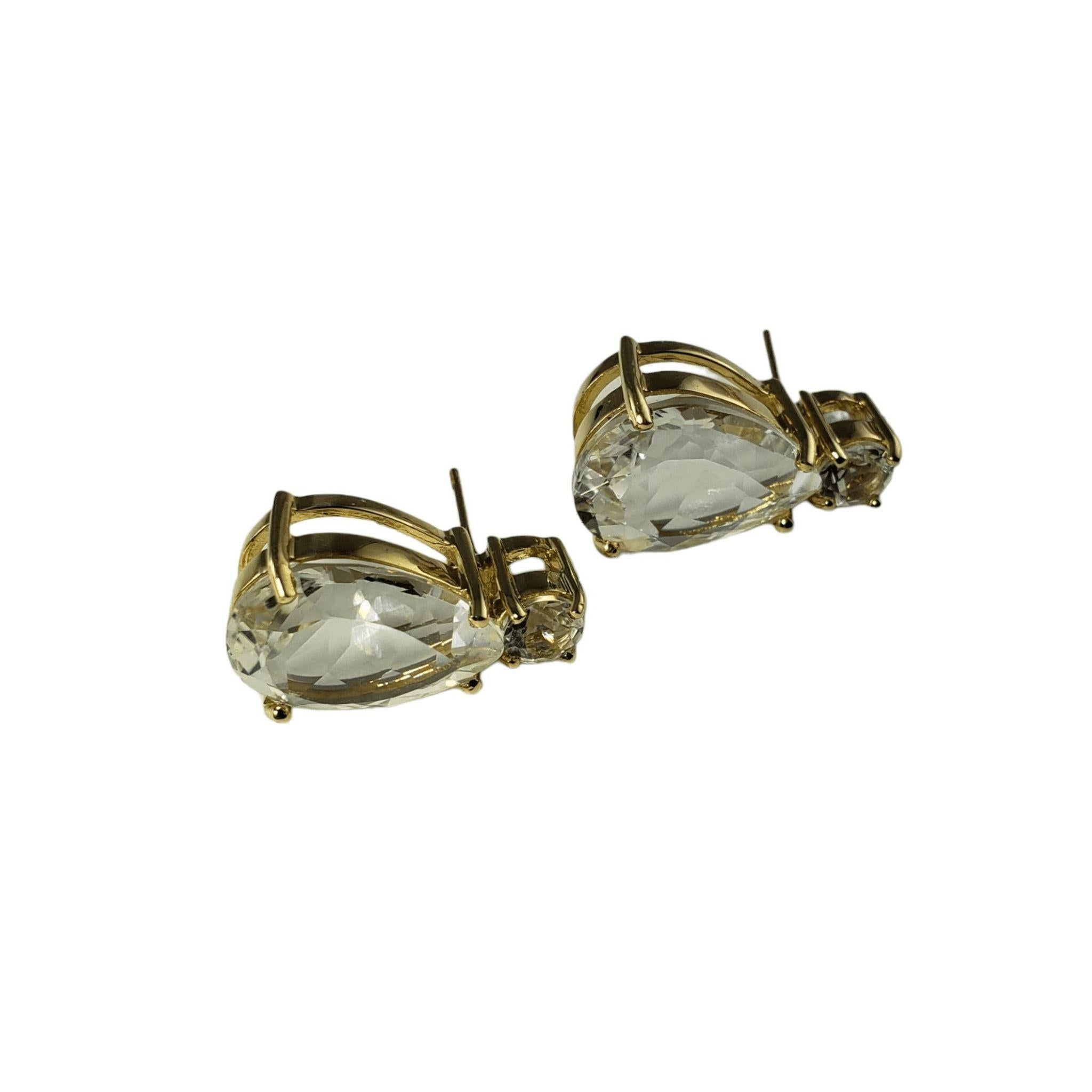 10 Karat Yellow Gold and White Topaz Earrings #13696 In Good Condition For Sale In Washington Depot, CT