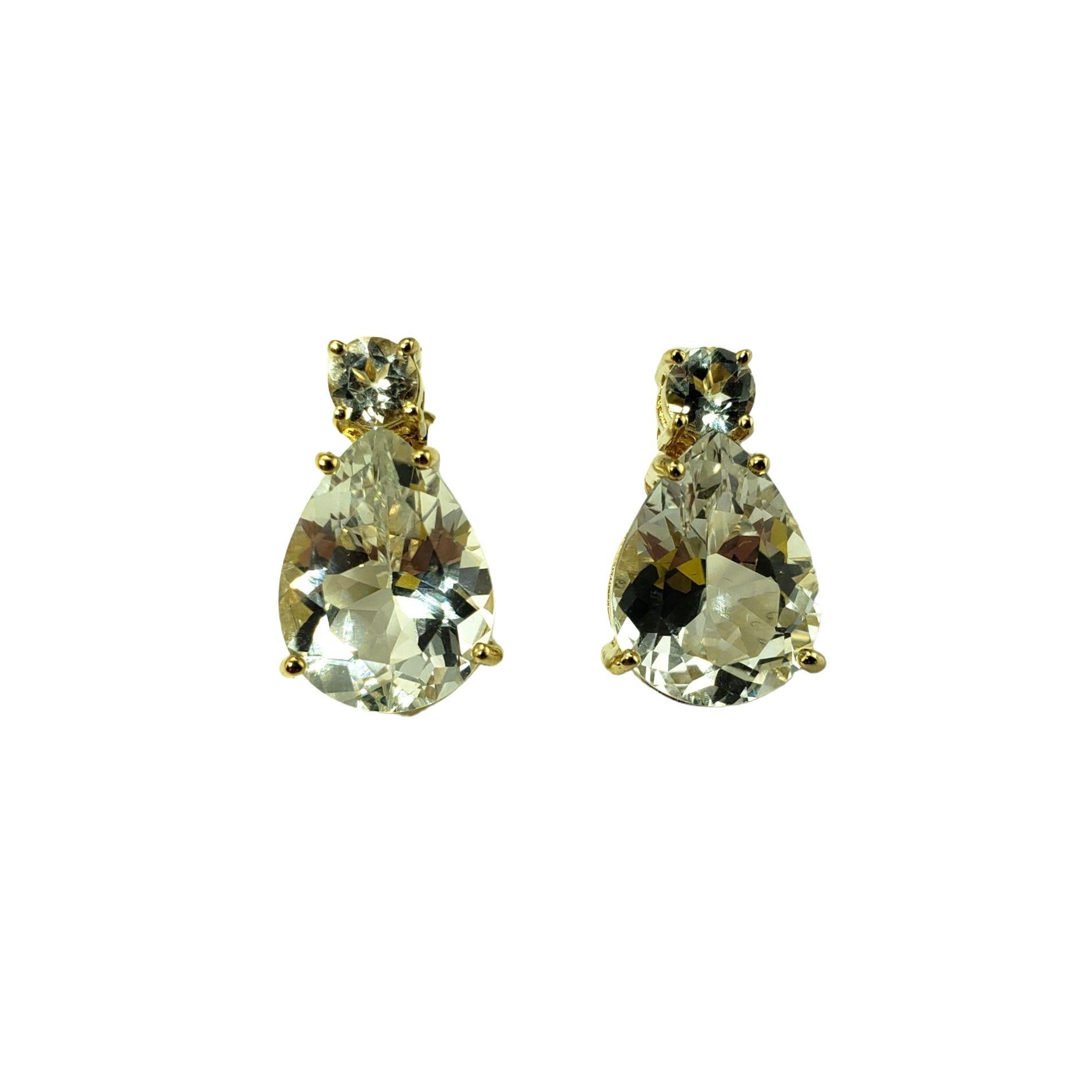 10 Karat Yellow Gold and White Topaz Earrings #13338 In Good Condition For Sale In Washington Depot, CT