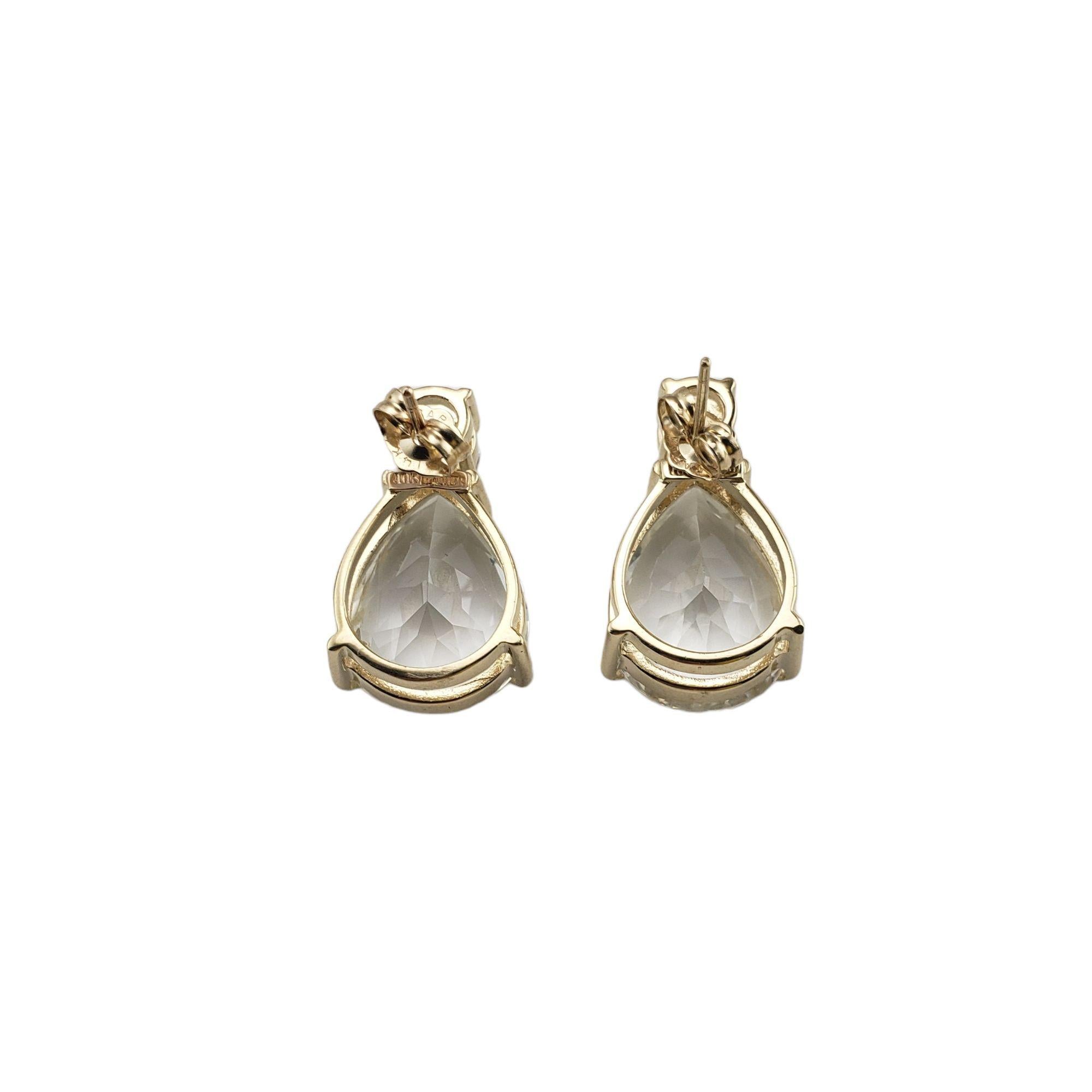 10 Karat Yellow Gold and White Topaz Earrings #13338 For Sale 2