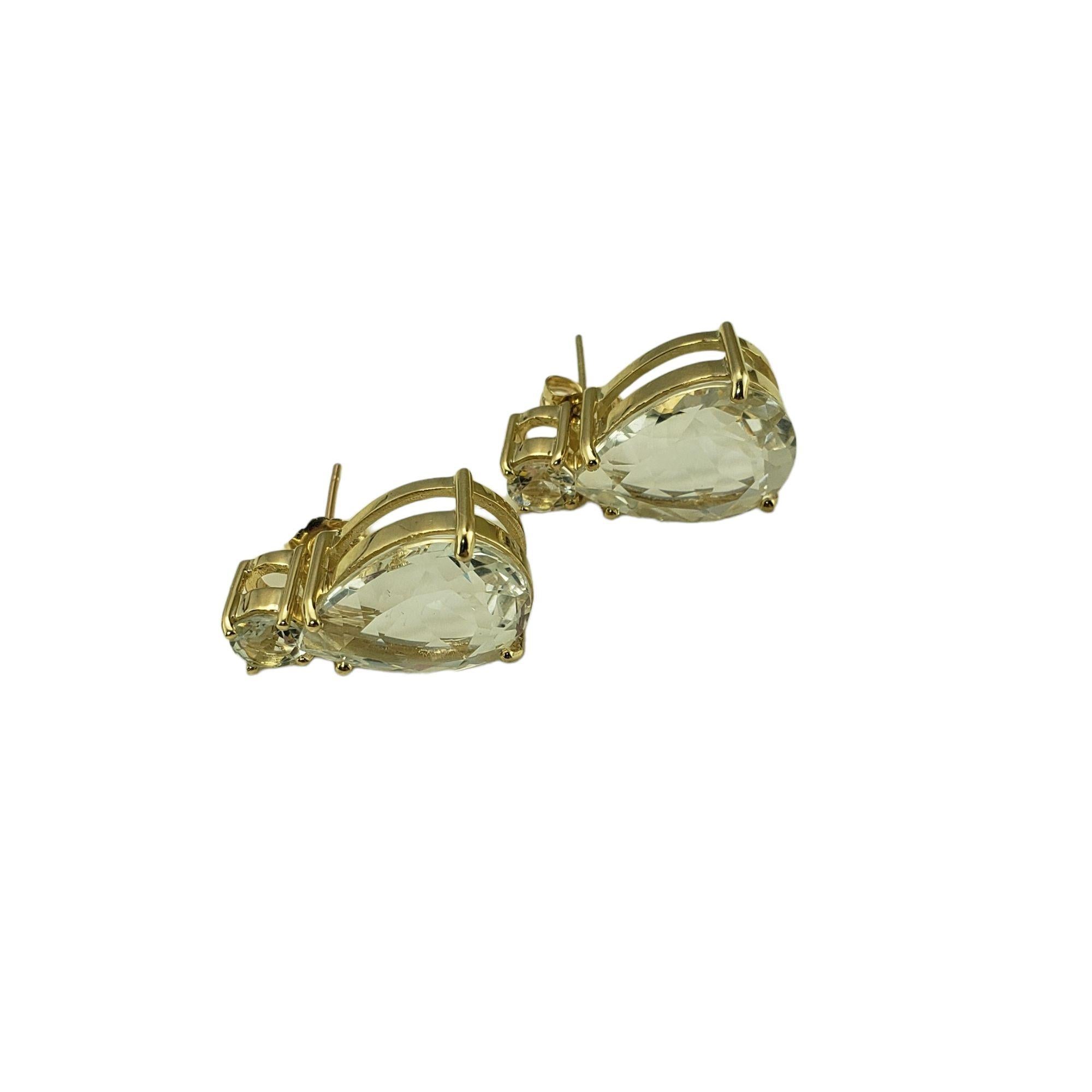 10 Karat Yellow Gold and White Topaz Earrings #13338 For Sale 3