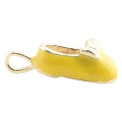10 Karat Yellow Gold and Yellow Enamel Baby Shoe Charm
