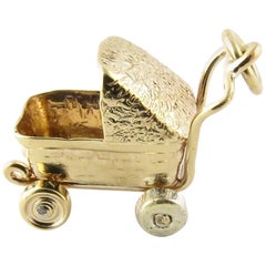 Vintage 10 Karat Yellow Gold Baby Carriage Charm