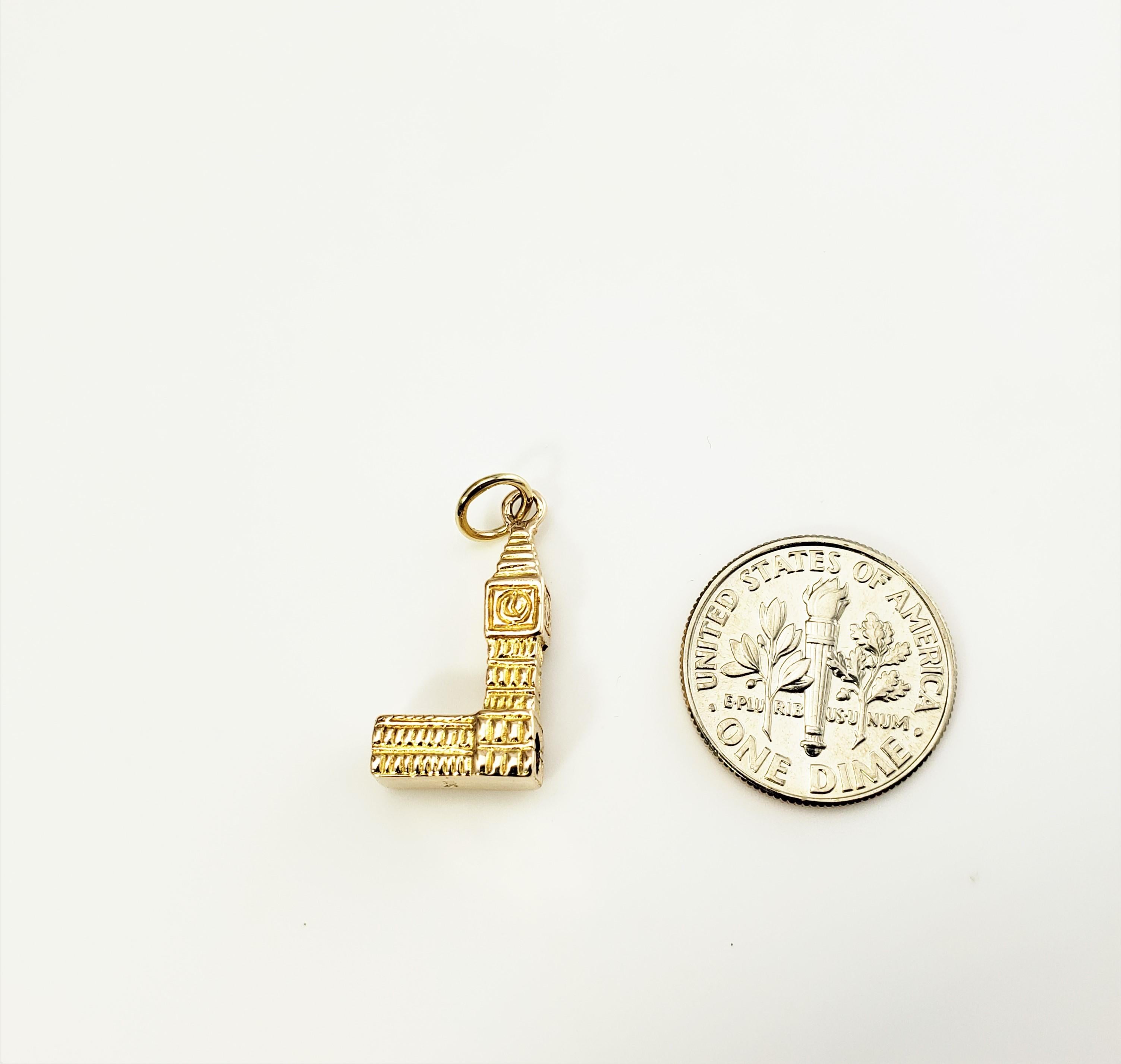 10 Karat Yellow Gold Big Ben Clock and Tower Charm In Good Condition In Washington Depot, CT