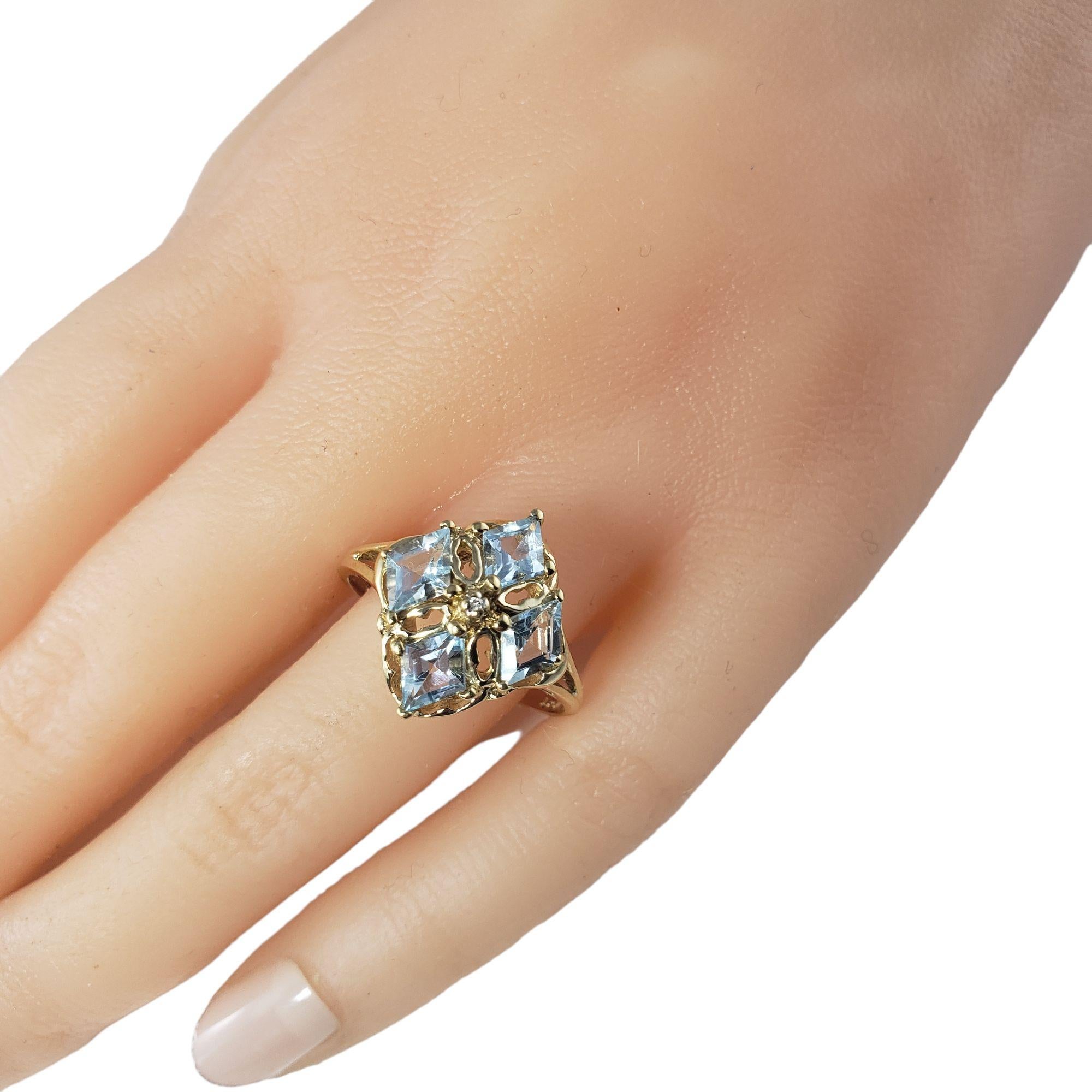 10 Karat Yellow Gold Blue Topaz and Diamond Ring #14036 For Sale 1