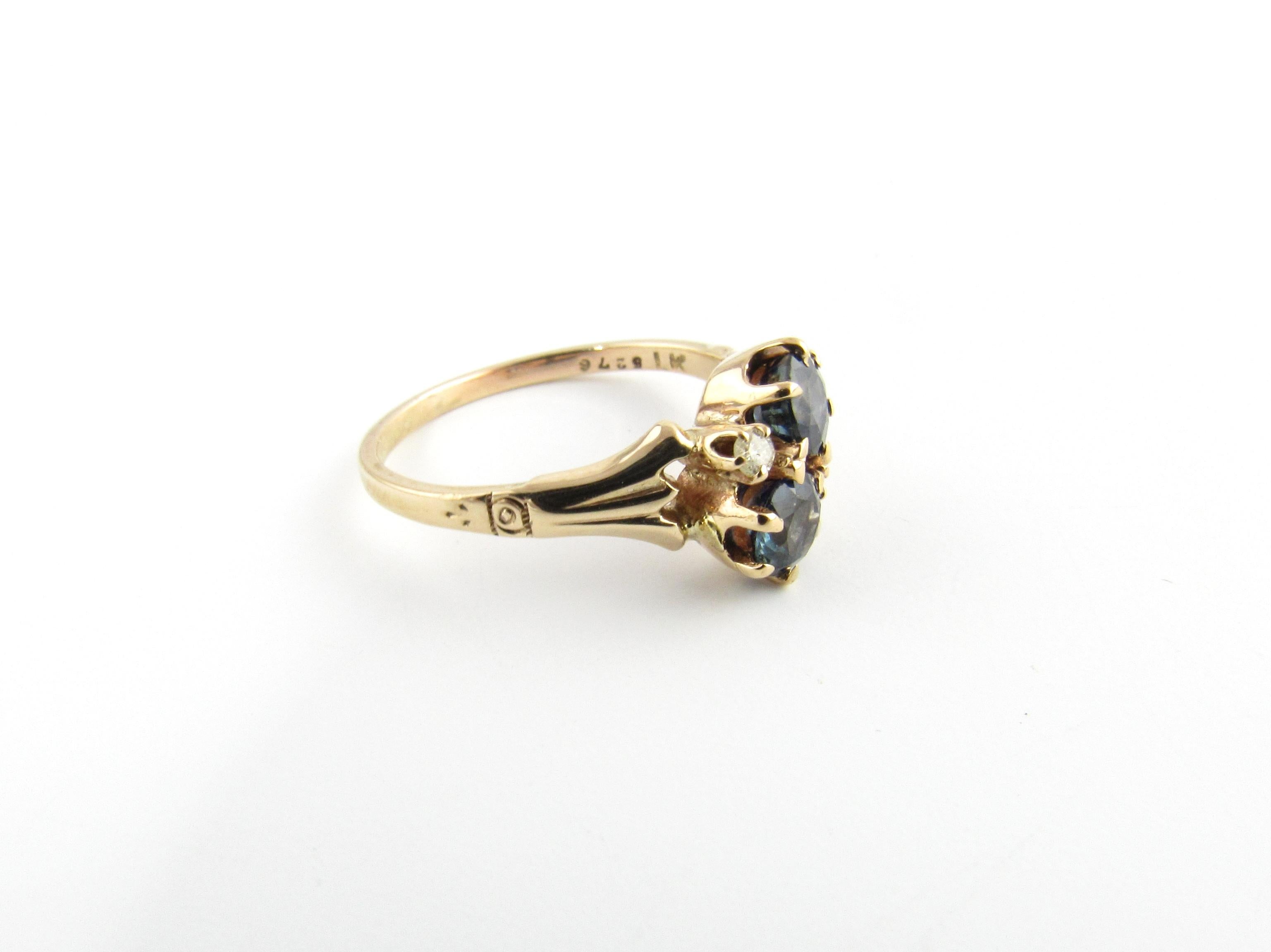 Brilliant Cut 10 Karat Yellow Gold Blue Topaz and Diamond Ring