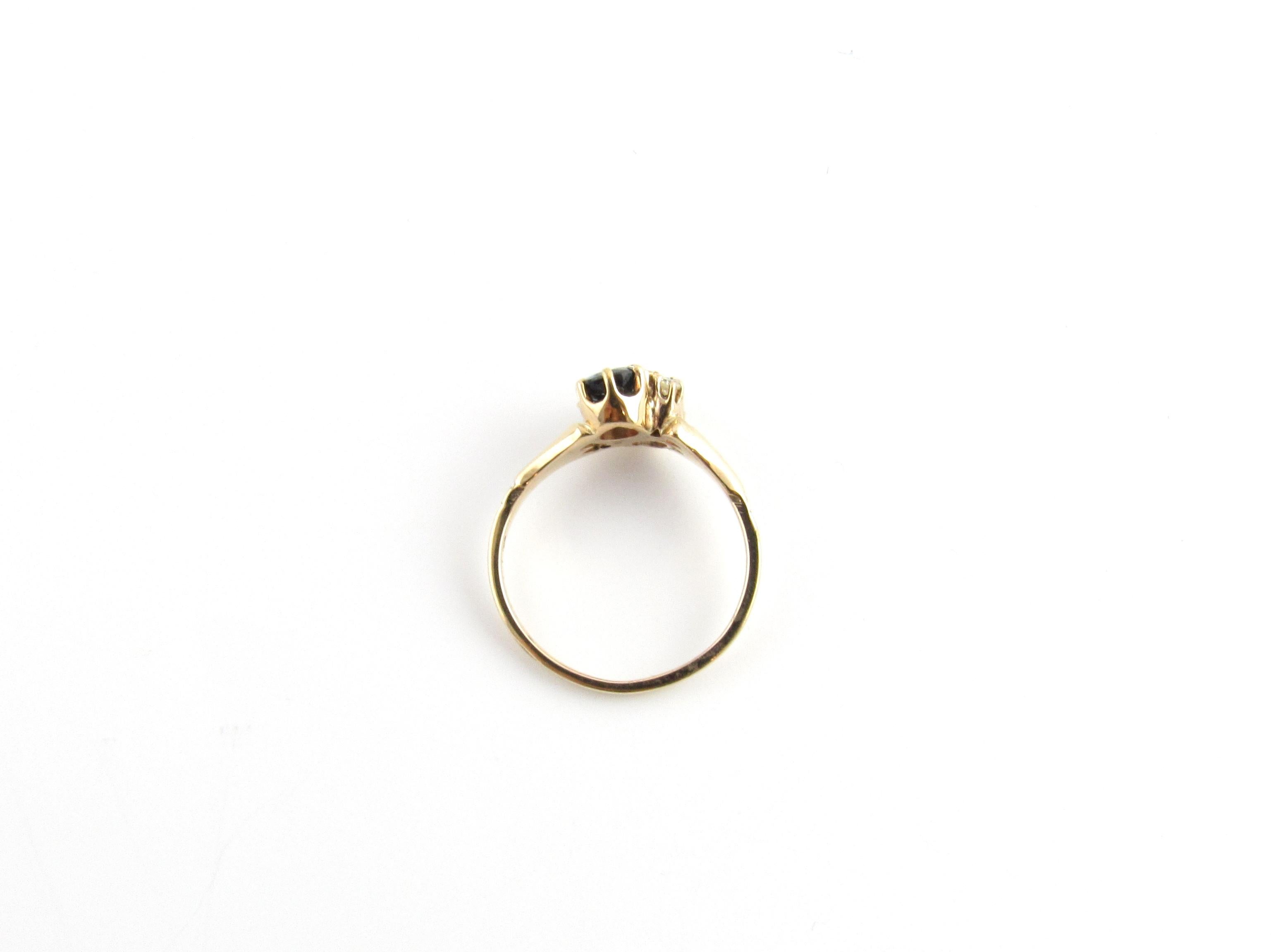 10 Karat Yellow Gold Blue Topaz and Diamond Ring 1