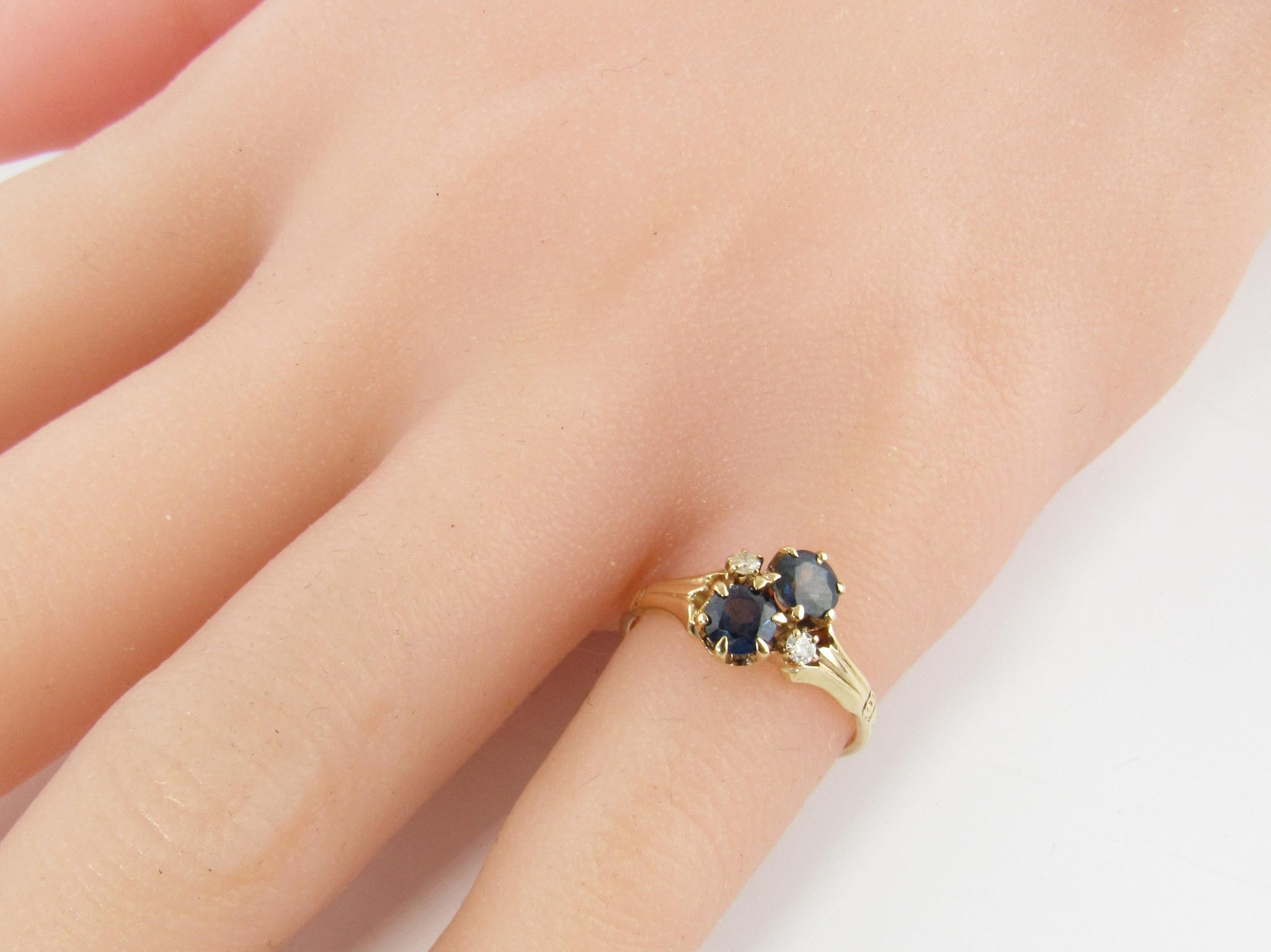 10 Karat Yellow Gold Blue Topaz and Diamond Ring 3