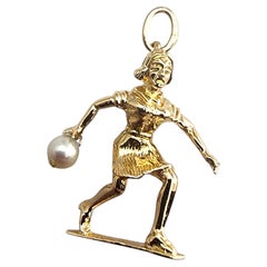 10 Karat Yellow Gold Bowling Charm with Pearl #24255