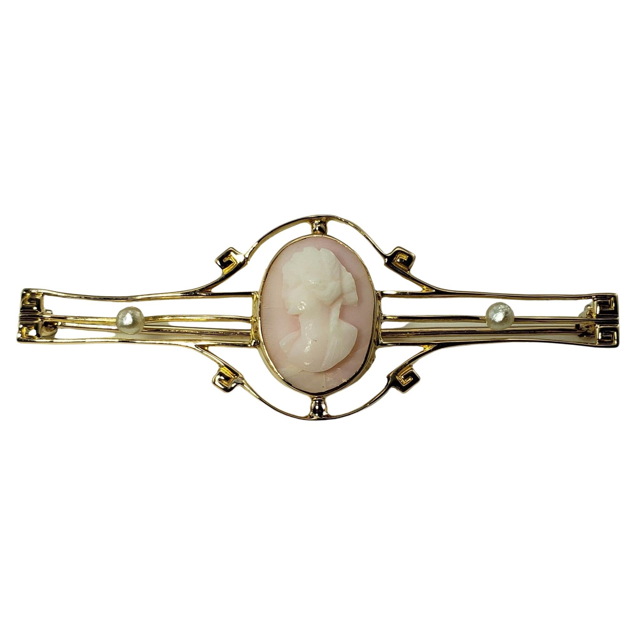 10 Karat Yellow Gold Cameo Bar Pin/Brooch For Sale