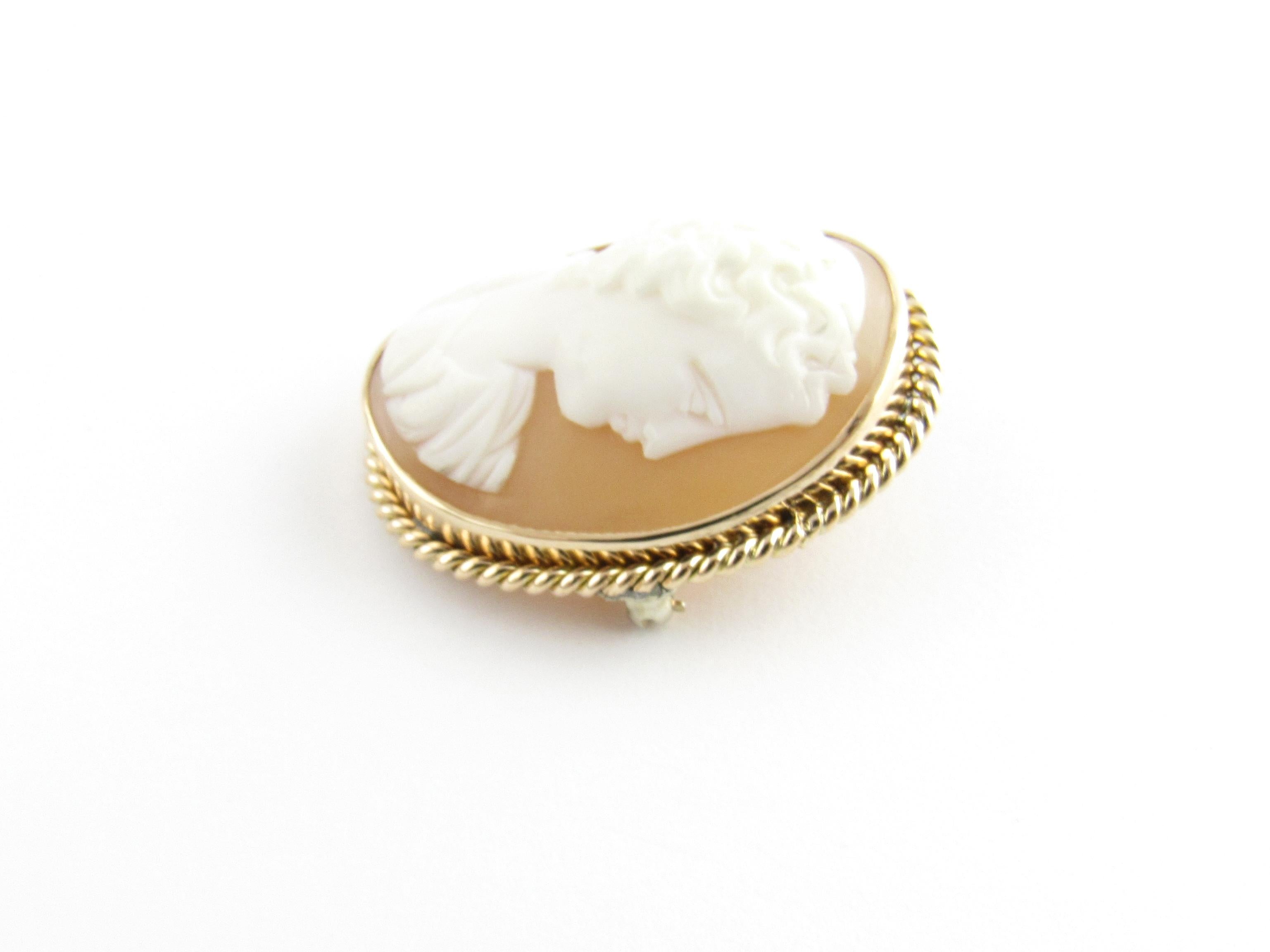 Vintage 10 Karat Yellow Gold Cameo Brooch / Pin

This lovely cameo pin features a lovely lady in profile framed in beautifully detailed 10K yellow gold.

Size: 34 mm x 28 mm

Weight: 6.1 dwt. / 9.5 gr.

Acid tested for 10K gold.

Very good